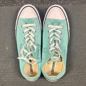 Converse Low Top Canvas Sneakers in Mint with White Accents